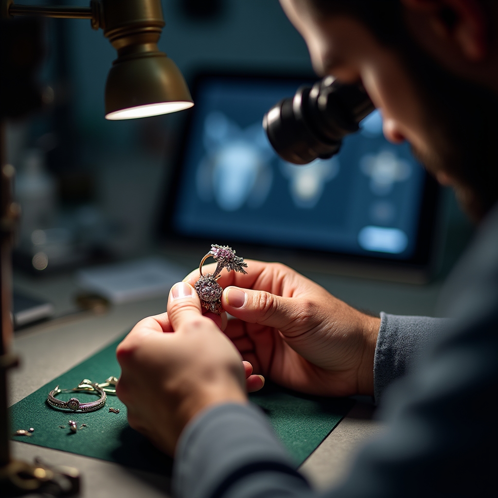 Detalle de proceso de joyería artesanal