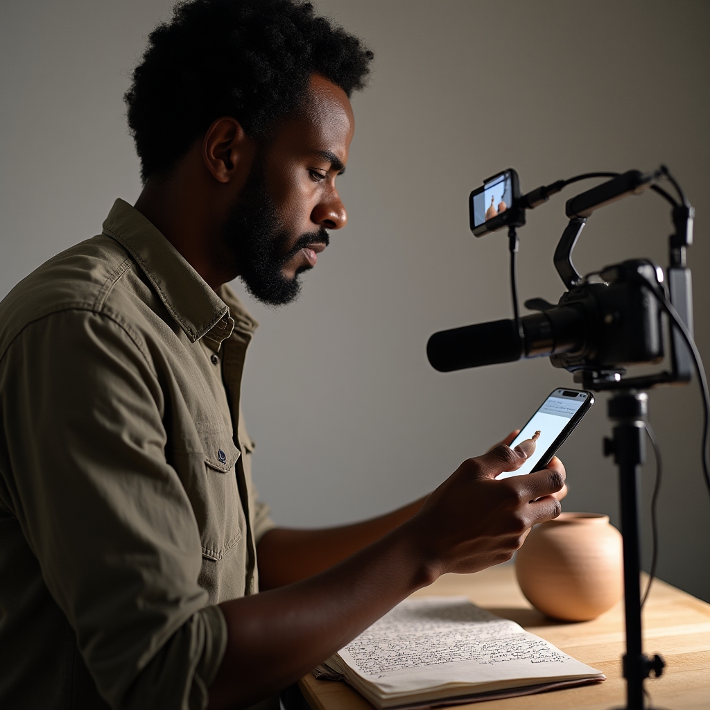 Artesano contando la historia detrás de su trabajo